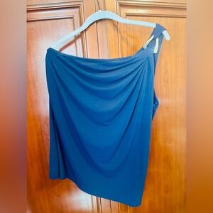 MICHAEL Michael Kors One Shoulder Navy Draped Tank Top